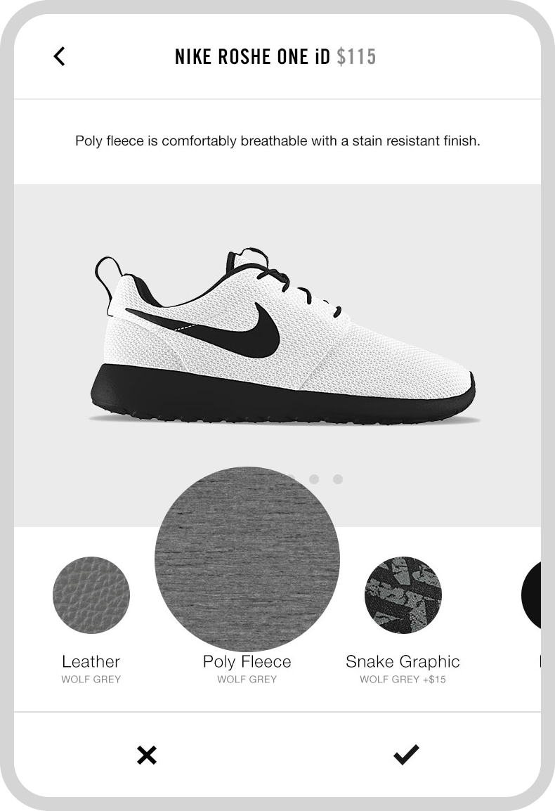 Nike product customization interface